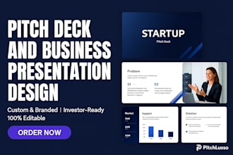 design an investor ready pitch deck for startups and businesses