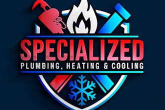 create creative heating oil gas hvac plumbing logo design