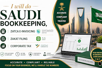 do saudi bookkeeping, zatca e invoicing, zakat filing, and corporate tax