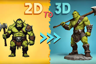 convert 2d to 3d sketch stl 2d character ready for print  design