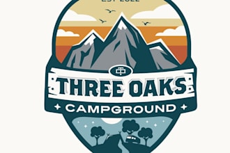 design a custom outdoor, camping and mountain logo