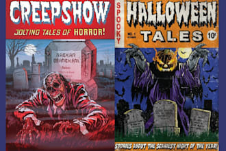 vintage horror comic 70s 80s retro horror vhs poster comic book cover dark art