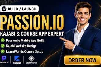 build passion io course app, passion funnel, learnworlds and kajabi website