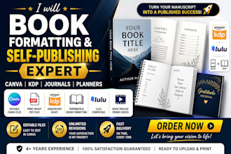 do guided journal formatting and design in canva for amazon KDP and lulu