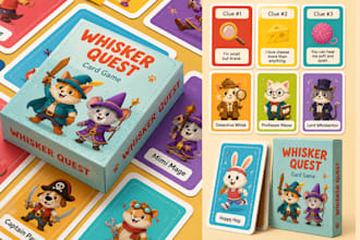 design kids learning flashcards memory card deck and box mockup