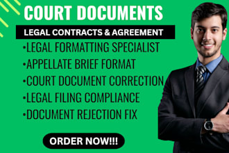 professionally format your legal documents for court filing