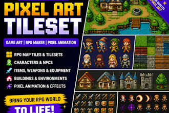 do pixel art tileset sprite sheet game character animation topdown pixel tilemap