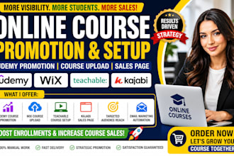 do online udemy course promotion wix course upload teachable kajabi sales page