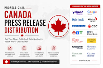 write canada press release distribute to top canada media outlet public relation