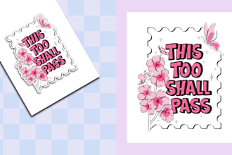 design cute affirmation sticker art with custom elements