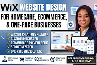 design wix website homecare, one page wix website redesign for ecommerce