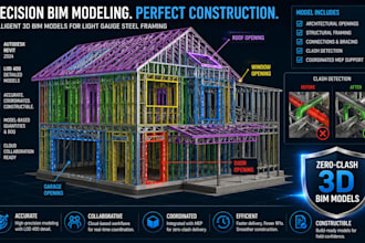 create lgs framing, design shop drawing 3d structural bim modeling