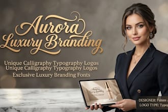 create unique calligraphy typography logo for luxury business branding font