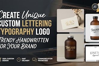 create unique custom lettering typography logo trendy handwritten for your brand