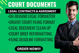 professionally format your legal documents for court filing