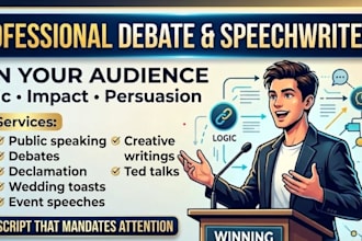 write a speech, debate script and creative writing that wins