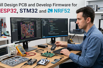 design pcb and develop firmware for esp32, stm32 and nrf52
