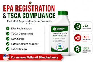 handle USA epa registration, tsca compliance and filing