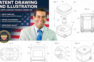 patent drawing and illustration with uspto compliant technical figures cad 2dart