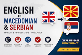 manually and professionally translate english to serbian and macedonian