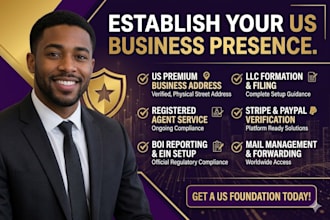 provide a premium US virtual business address for llc and stripe