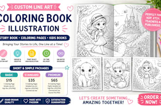 create custom coloring book coloring pages line art story book book illustration