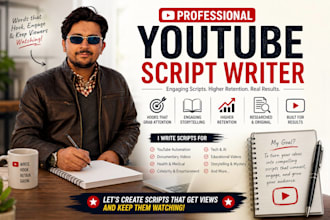 be your script writer for your youtube scripts