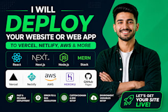 deploy your react  next js or node js website on vercel  netlify or AWS