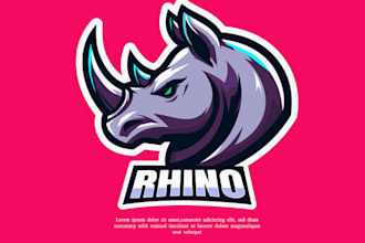 create original classic mascot rhino logo for your brand