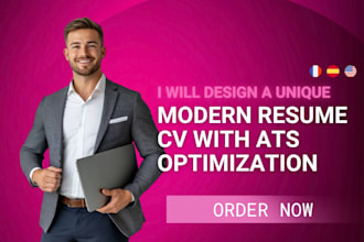 design a unique modern resume CV with ats optimization