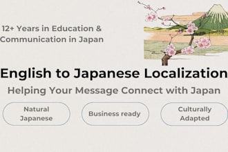 localize english to natural japanese with cultural nuance for your business