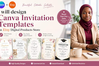 design canva invitation templates as etsy digital products store
