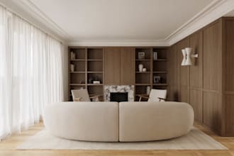 redesign your living room with floor plan, moodboard and 3d render