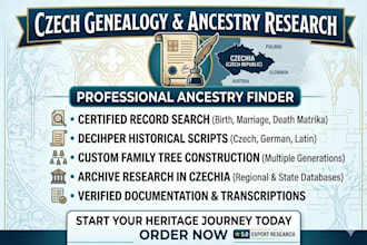 do professional czech genealogy research and find historical family records