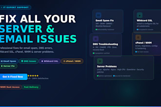 fix email spam, dns issues, wildcard SSL, cpanel and server problems