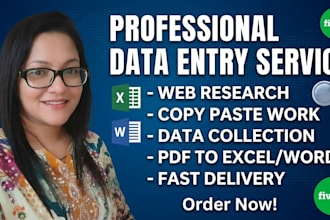 professional data entry, copy paste, and web research