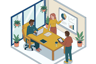 design professional isometric line art illustrations for your business
