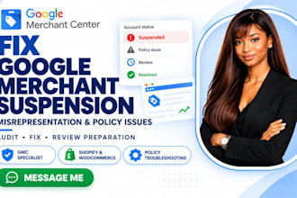 fix google merchant center suspension and misrepresentation issues