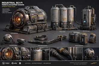 provide modular scifi props and environment  models with asset optimization