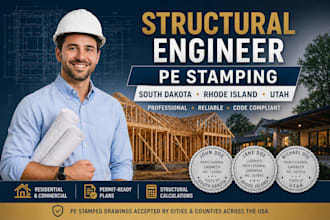 permit drawings with licensed engineer pe stamp south dakota rhode island utah