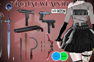 create custom vrchat asset, weapon, outfits, clothing, accessories, game vfx