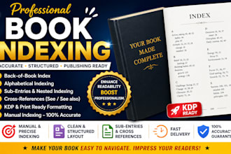 do professional book indexing, back of book index, kdp book formatting 24 hrs