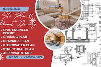 draw site plan, grading plan, turnkey, drainage plan and plot plan for permits