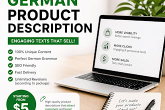 write professional product descriptions in german