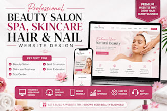 build beauty salon website, spa, skincare, hair and nail extension website