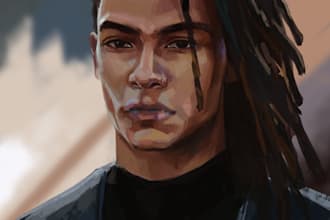 paint a digital portrait with expressive brushstrokes