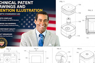 technical patent drawings and invention illustration with uspto standards cad