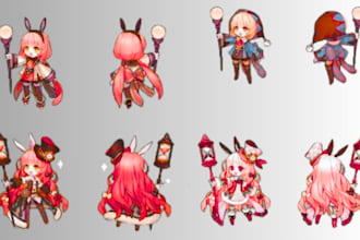 do pixel character 2d pixel animation sprite sheet and game assets for you