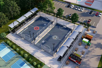 republish indoor sport recreational,urban recreation,community sport park render