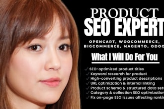 do product SEO optimization, opencart, woocommerce, bigcommerce, magento, odoo